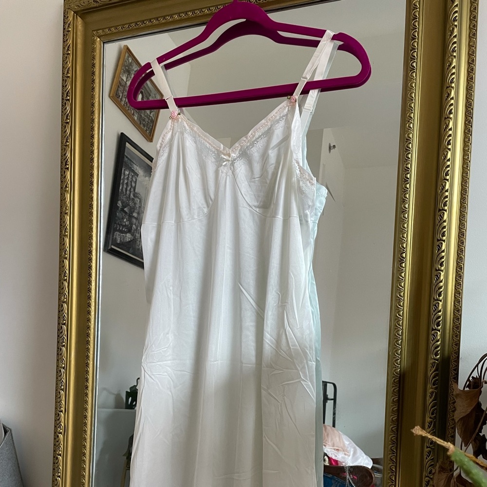 Vintage pink pearl beaded slip dress